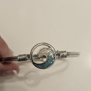 Sand Wave Silver and Turquoise Bracelet